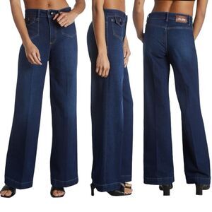 High-Rise Wide Leg Women’s Jeans - Dark Blue